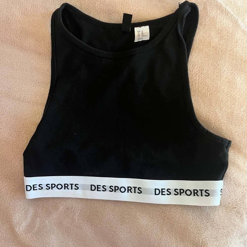 Black Sports Crop Top